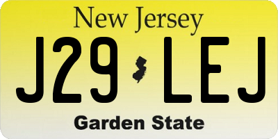 NJ license plate J29LEJ