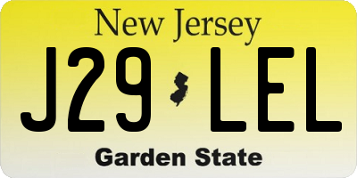 NJ license plate J29LEL