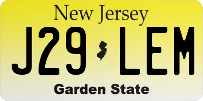 NJ license plate J29LEM