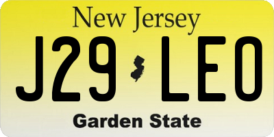 NJ license plate J29LEO