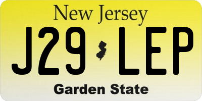 NJ license plate J29LEP