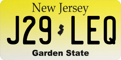 NJ license plate J29LEQ