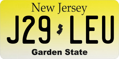 NJ license plate J29LEU