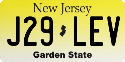 NJ license plate J29LEV