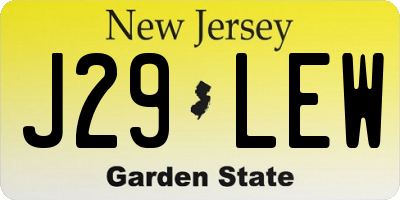 NJ license plate J29LEW