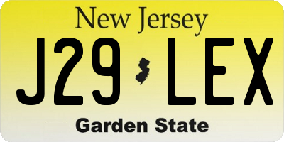 NJ license plate J29LEX