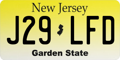 NJ license plate J29LFD