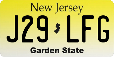 NJ license plate J29LFG