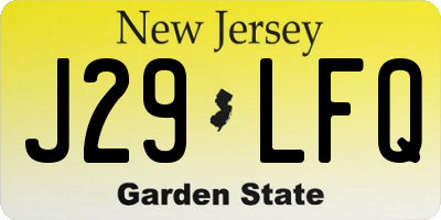NJ license plate J29LFQ