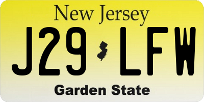 NJ license plate J29LFW