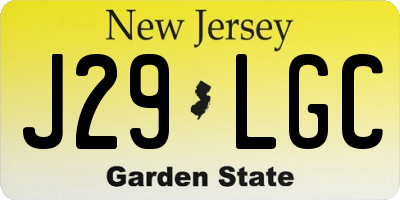 NJ license plate J29LGC