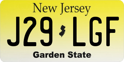NJ license plate J29LGF