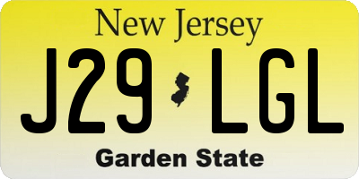 NJ license plate J29LGL