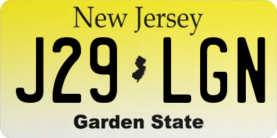 NJ license plate J29LGN