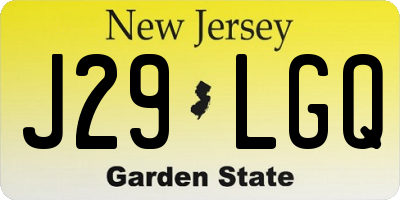 NJ license plate J29LGQ
