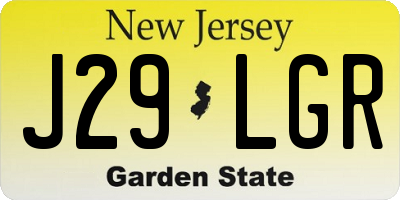 NJ license plate J29LGR