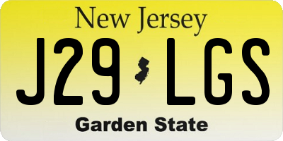 NJ license plate J29LGS
