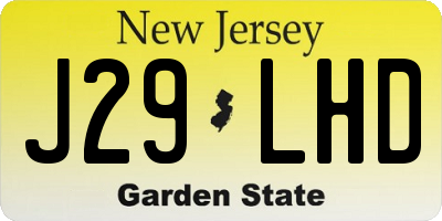 NJ license plate J29LHD