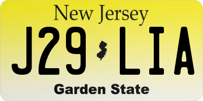 NJ license plate J29LIA