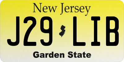 NJ license plate J29LIB