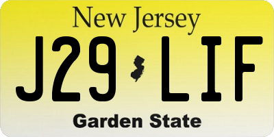NJ license plate J29LIF
