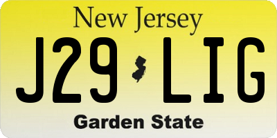 NJ license plate J29LIG
