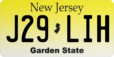 NJ license plate J29LIH