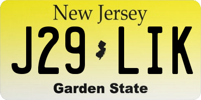 NJ license plate J29LIK