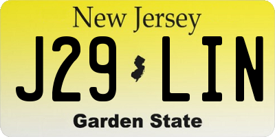 NJ license plate J29LIN