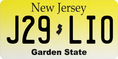 NJ license plate J29LIO