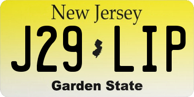 NJ license plate J29LIP