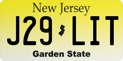NJ license plate J29LIT