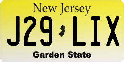 NJ license plate J29LIX