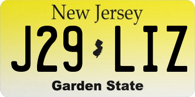 NJ license plate J29LIZ