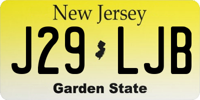 NJ license plate J29LJB