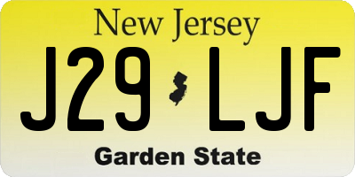 NJ license plate J29LJF