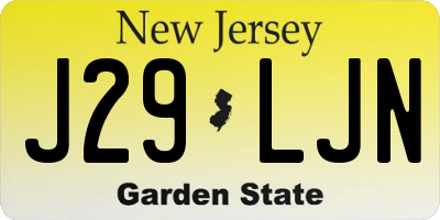 NJ license plate J29LJN