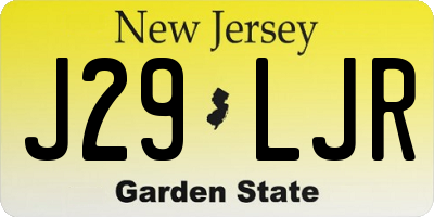 NJ license plate J29LJR