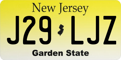 NJ license plate J29LJZ