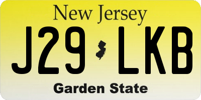 NJ license plate J29LKB