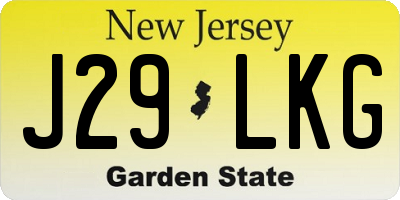 NJ license plate J29LKG
