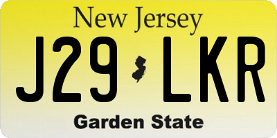 NJ license plate J29LKR