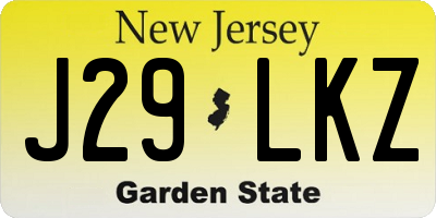 NJ license plate J29LKZ