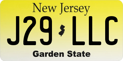 NJ license plate J29LLC