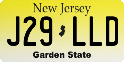 NJ license plate J29LLD