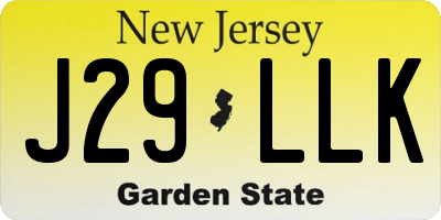 NJ license plate J29LLK