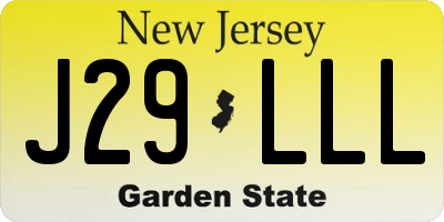 NJ license plate J29LLL