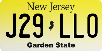NJ license plate J29LLO