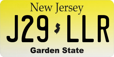 NJ license plate J29LLR