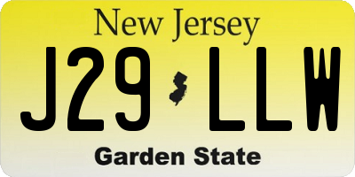 NJ license plate J29LLW